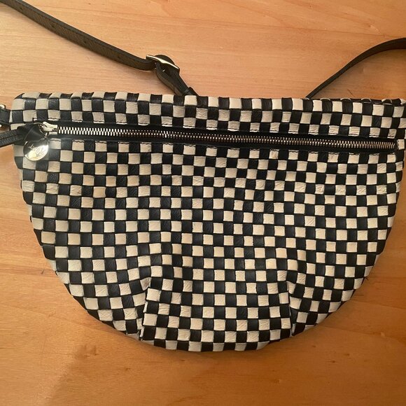 Clare V Grande Fanny Black and Cream Woven Checker - Picture 4 of 9